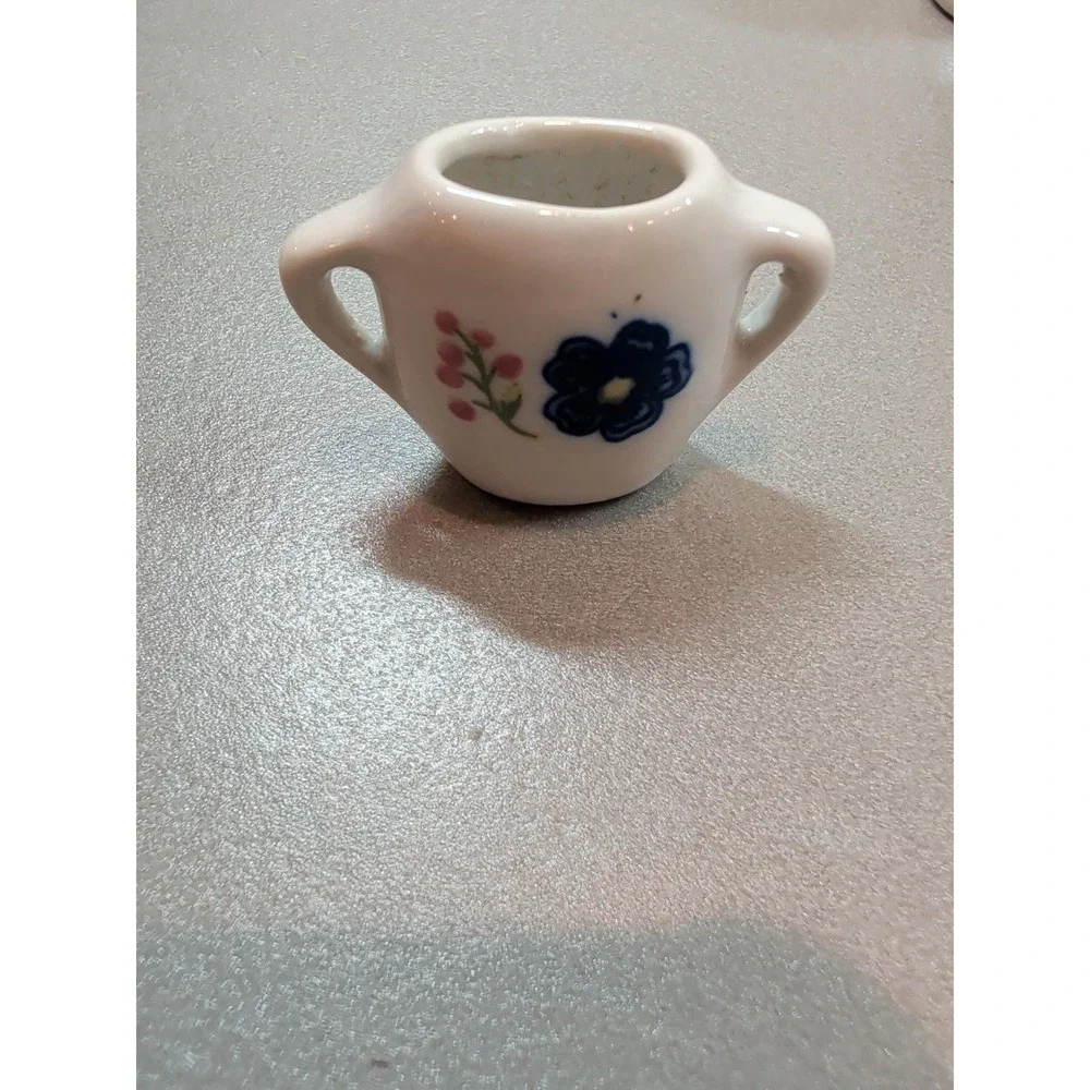 Vintage Miniature Porcelain Tea Set 13pc Floral Strombecker Keywick Dollhouse